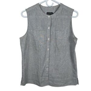 Pendleton Linen Blend Sleeveless Button Down Top, Size M